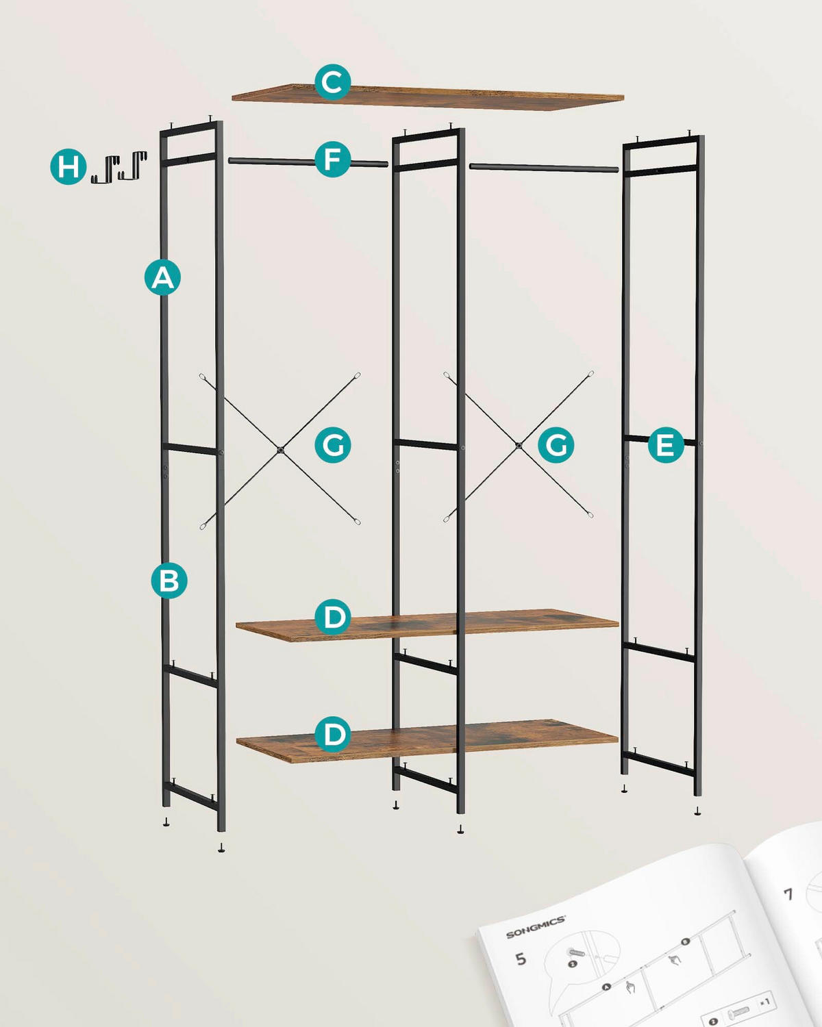 KLEIDERSCHRANK 94,5/180/40 cm,  in Schwarz,  - Schwarz, Basics, Holzwerkstoff/Metall (94,5/180/40cm)