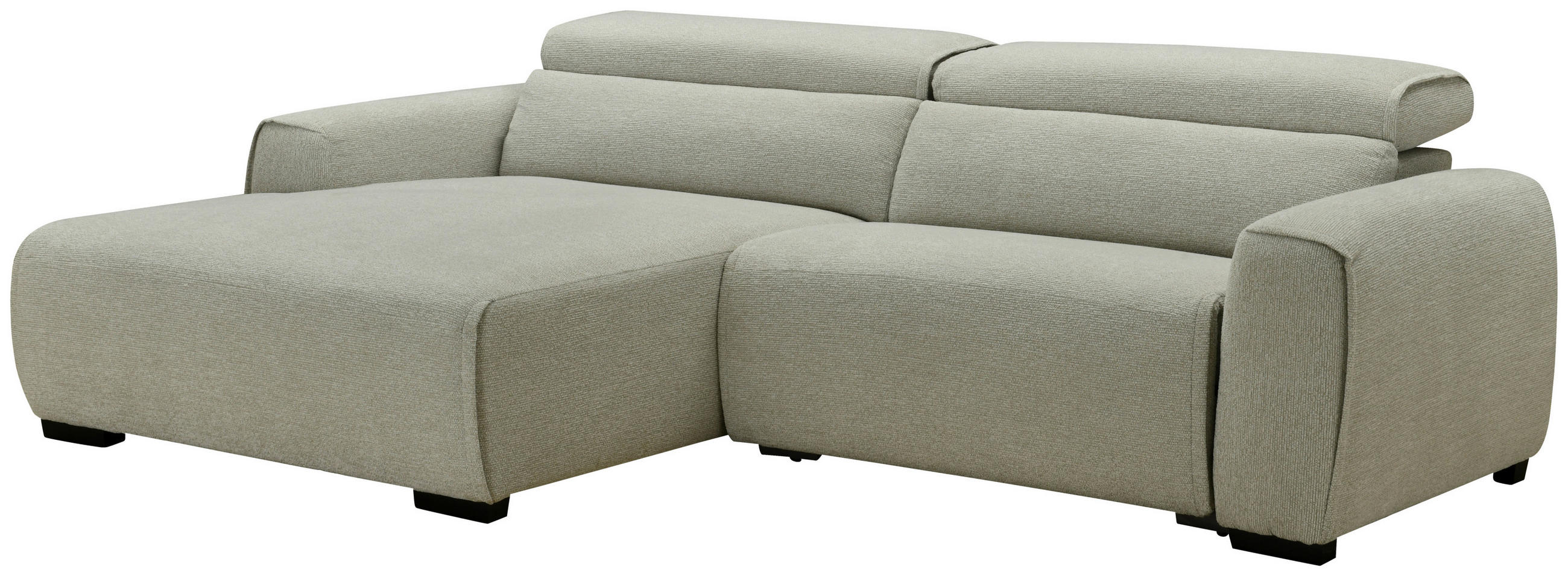 ECKSOFA Beige Mikrofaser Rücken echt, Relaxfunktion, Kopfteilverstellung  - Beige/Schwarz, Design, Holz/Textil (172/256cm) - Carryhome