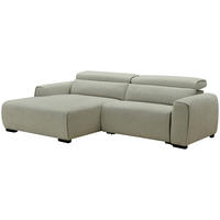 ECKSOFA Beige Mikrofaser Rücken echt, Relaxfunktion, Kopfteilverstellung  - Beige/Schwarz, Design, Holz/Textil (172/256cm) - Carryhome