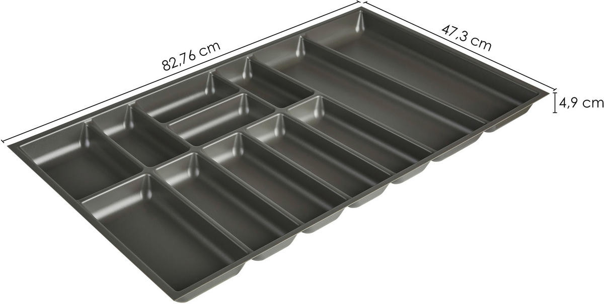 BESTECKEINSATZ - Schieferfarben, Basics, Kunststoff (82,7/4,9/47,3cm) - Nobilia