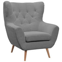 SESSEL in Cord Hellgrau  - Eichefarben/Hellgrau, Design, Holz/Textil (87/101/95cm) - Stylife
