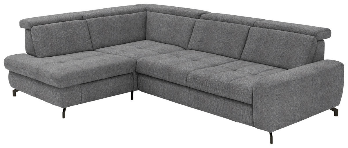 ECKSOFA in Chenille Grau  - Schwarz/Grau, Design, Textil/Metall (220/310cm) - Beldomo Style