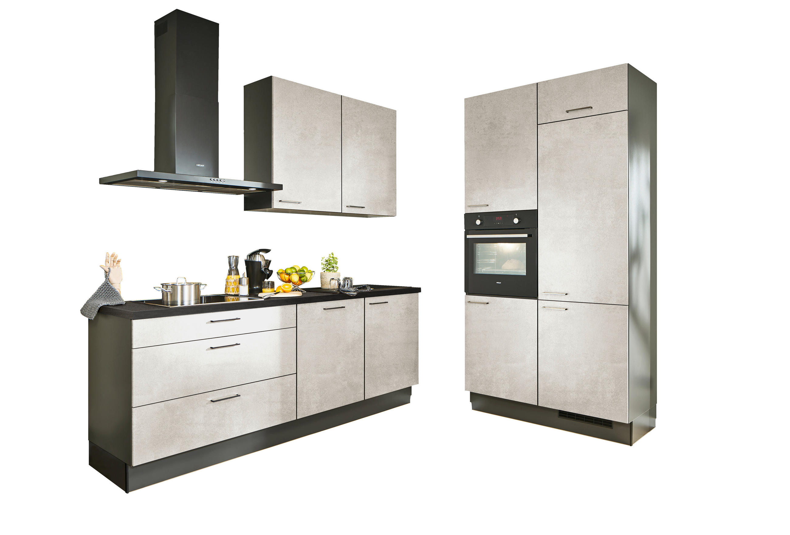 ECKKÜCHE XO 10 220/120 cm  in Graphitfarben, Schwarz, Weiß  - Chromfarben/Schwarz, Design, Holzwerkstoff/Metall (220/120cm) - Xora