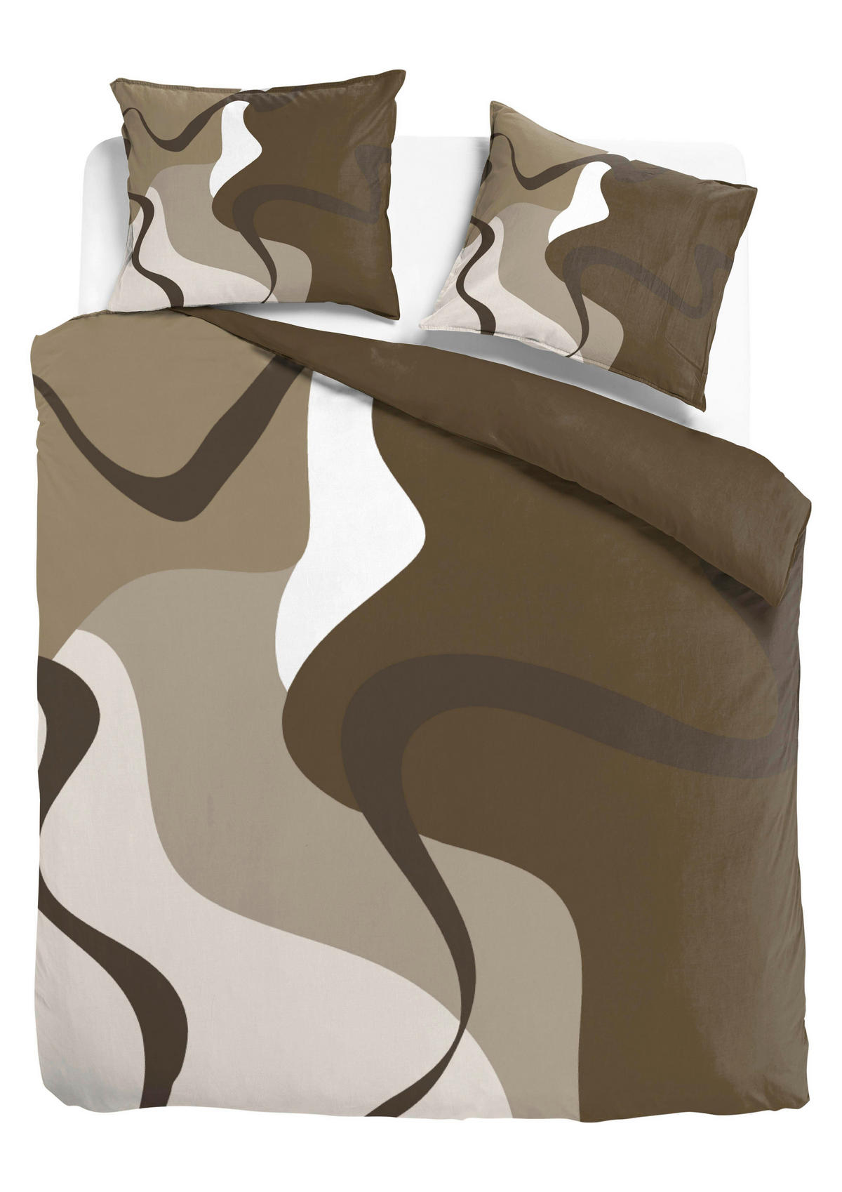 WENDEBETTWÄSCHE 2-teilig Satin 140/200 cm  - Hellbraun/Ecru, Basics, Textil (140/200cm) - Novel