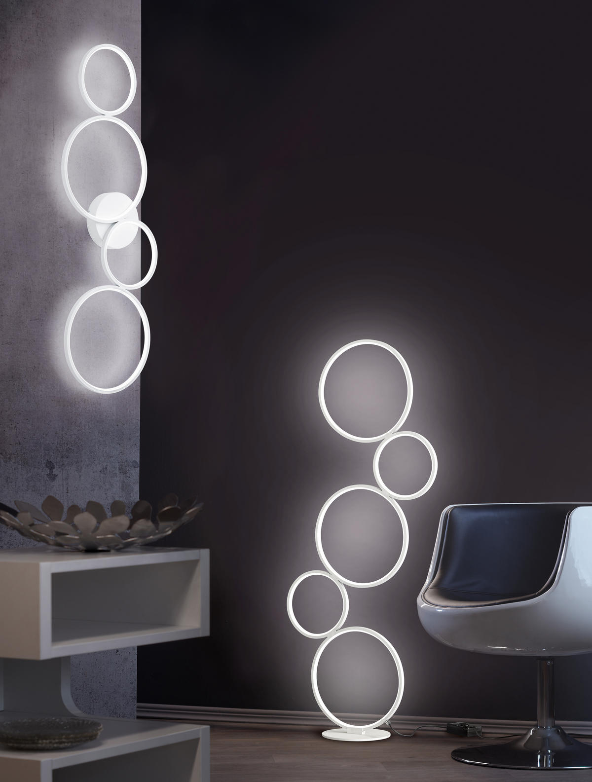 LED-STEHLEUCHTE - Weiss, Design, Metall (47/20/115cm) - Trio Leuchten