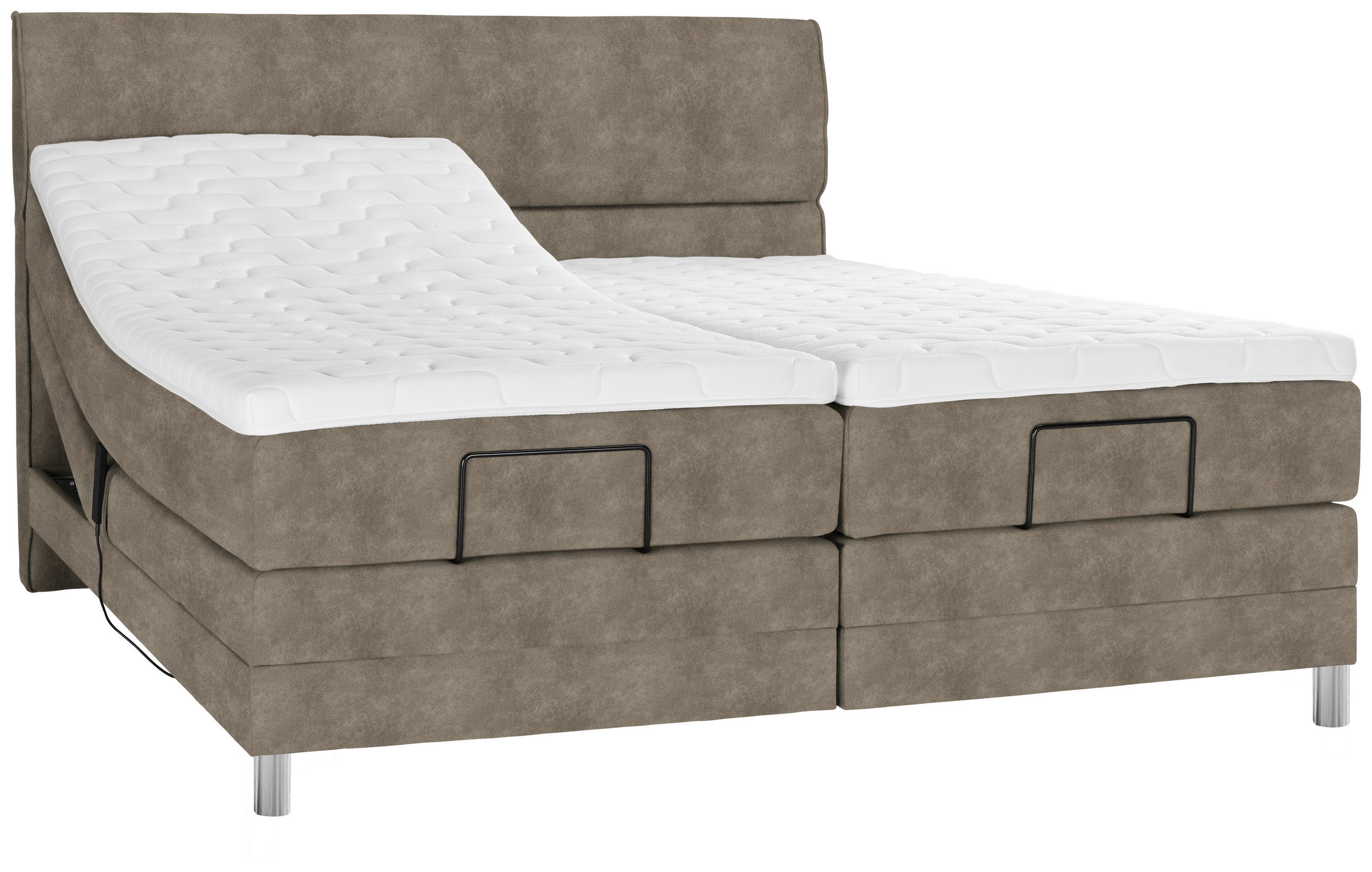 BOXSPRINGBETT 180/200 cm  in Taupe  - Taupe/Chromfarben, Konventionell, Kunststoff/Textil (180/200cm) - Voleo