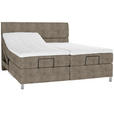 BOXSPRINGBETT 180/200 cm  in Taupe  - Taupe/Chromfarben, KONVENTIONELL, Kunststoff/Textil (180/200cm) - Voleo