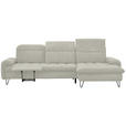 ECKSOFA in Webstoff Ecru  - Ecru/Schwarz, LIFESTYLE, Textil/Metall (310/180cm) - Valnatura