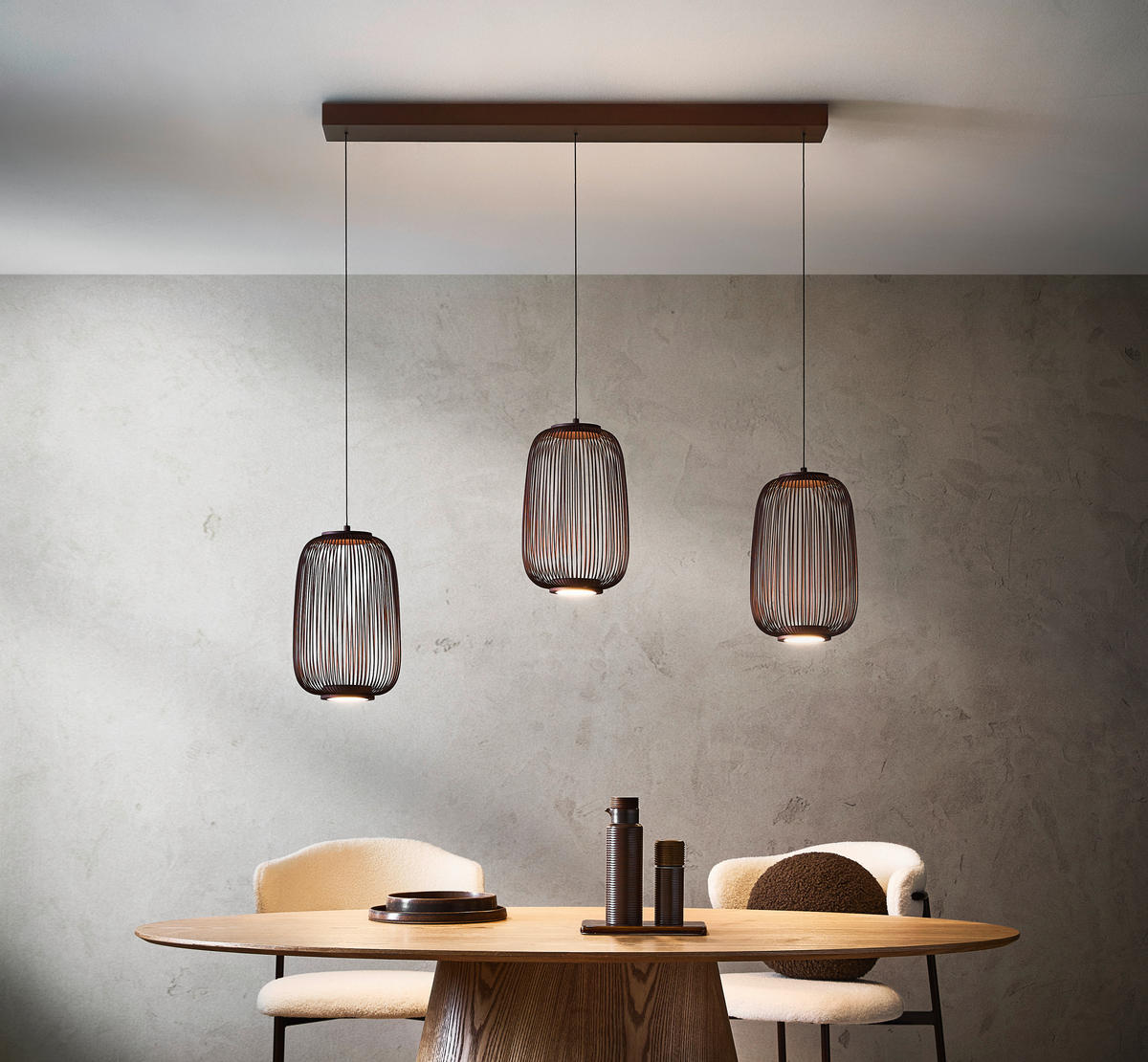 LED-HÄNGELEUCHTE Cage 102,5/22,5/50-150 cm  - Braun, Design, Kunststoff/Metall (102,5/22,5/50-150cm) - Dieter Knoll