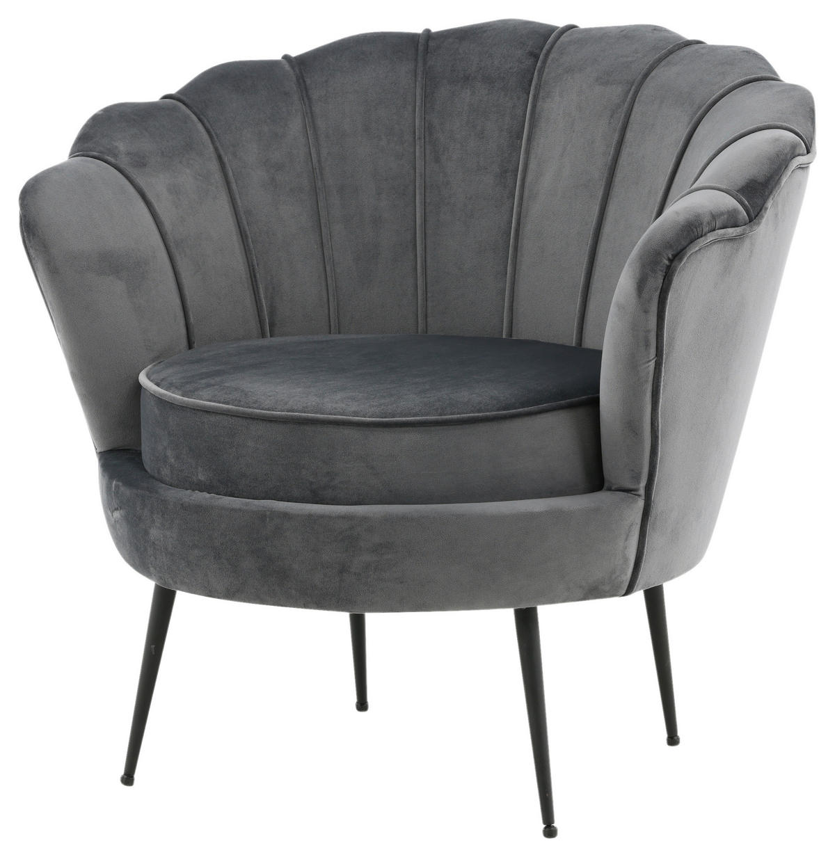 SESSEL in Schwarz, Dunkelgrau  - Dunkelgrau/Schwarz, Design, Textil/Metall (83/76/77cm) - Livetastic