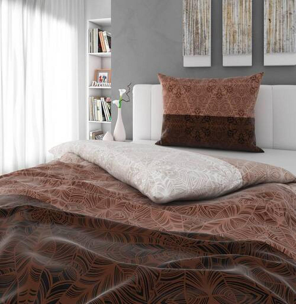BETTWÄSCHESET Satin 160/210 cm  60 cm/80 cm  - Taupe, Konventionell, Textil (160/210cm) - Esposa