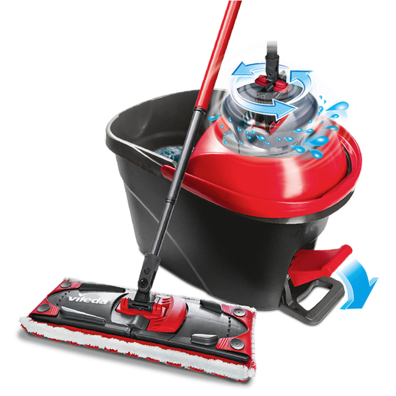SADA NA ČISTENIE PODLÁH - tmavosivá/červená, Basics, kov/plast (29.6/29.3/48.6cm) - Vileda