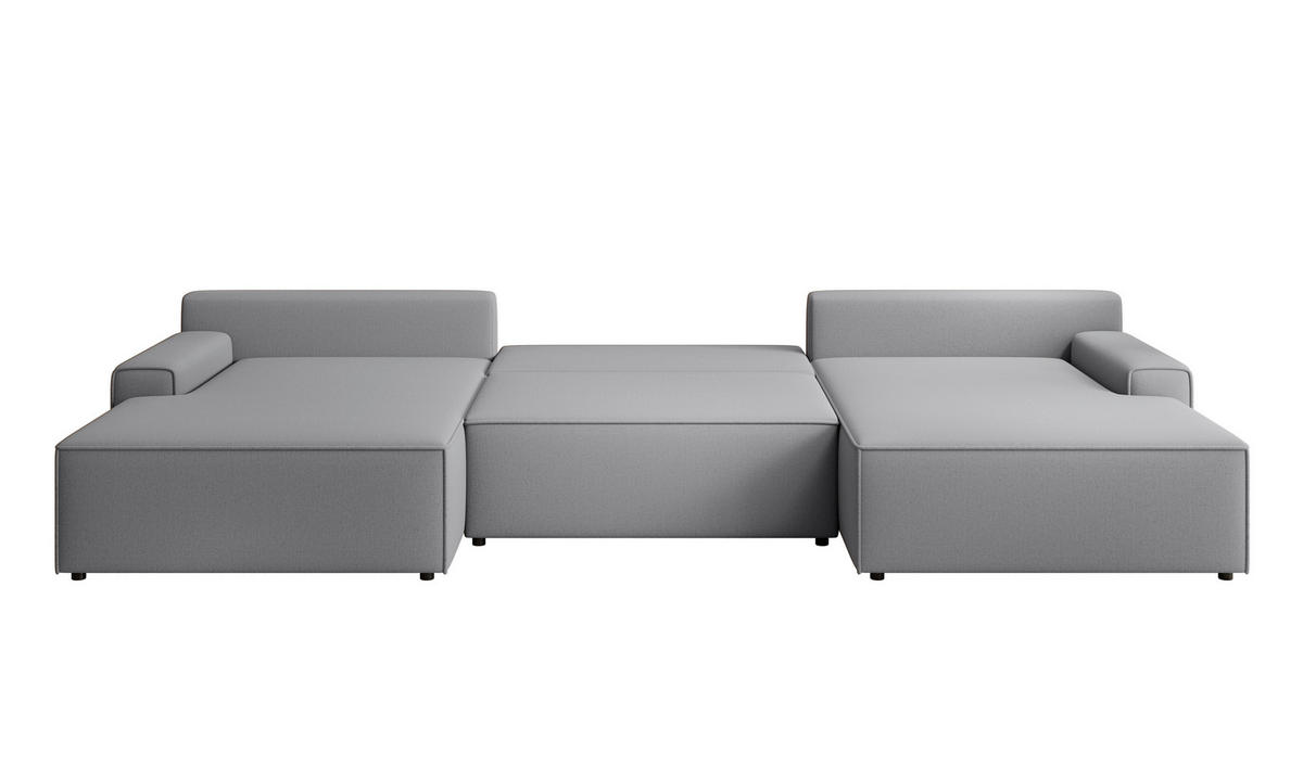 WOHNLANDSCHAFT CHALLENGE Grau Struktur  - Schwarz/Grau, MODERN, Kunststoff/Textil (168/333/168cm) - Trendmanufaktur