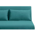 SCHLAFSOFA Samt Petrol  - Petrol/Naturfarben, Design, Holz/Textil (141/81/90cm) - Carryhome