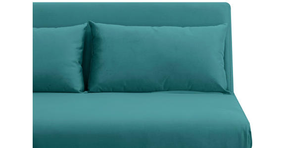 SCHLAFSOFA Samt Petrol - Petrol/Naturfarben, Design, Holz/Textil (141/81/90cm) - Carryhome