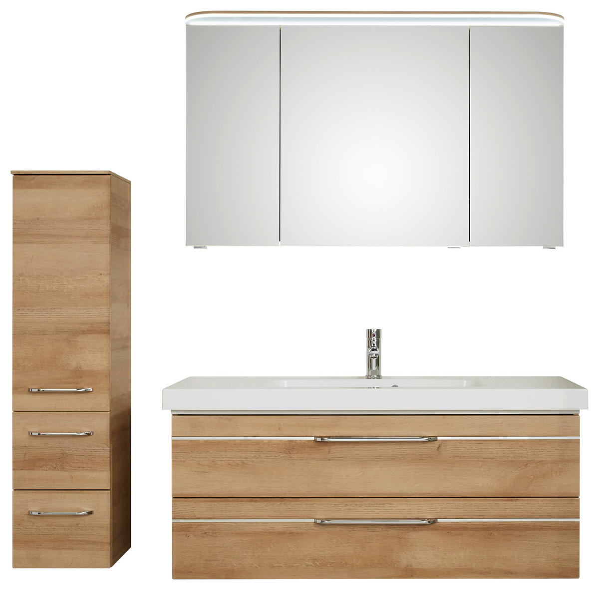 BADEZIMMER 4-teilig  in 153 cm  - Chromfarben/Eichefarben, KONVENTIONELL, Glas/Holzwerkstoff (153cm) - Pelipal