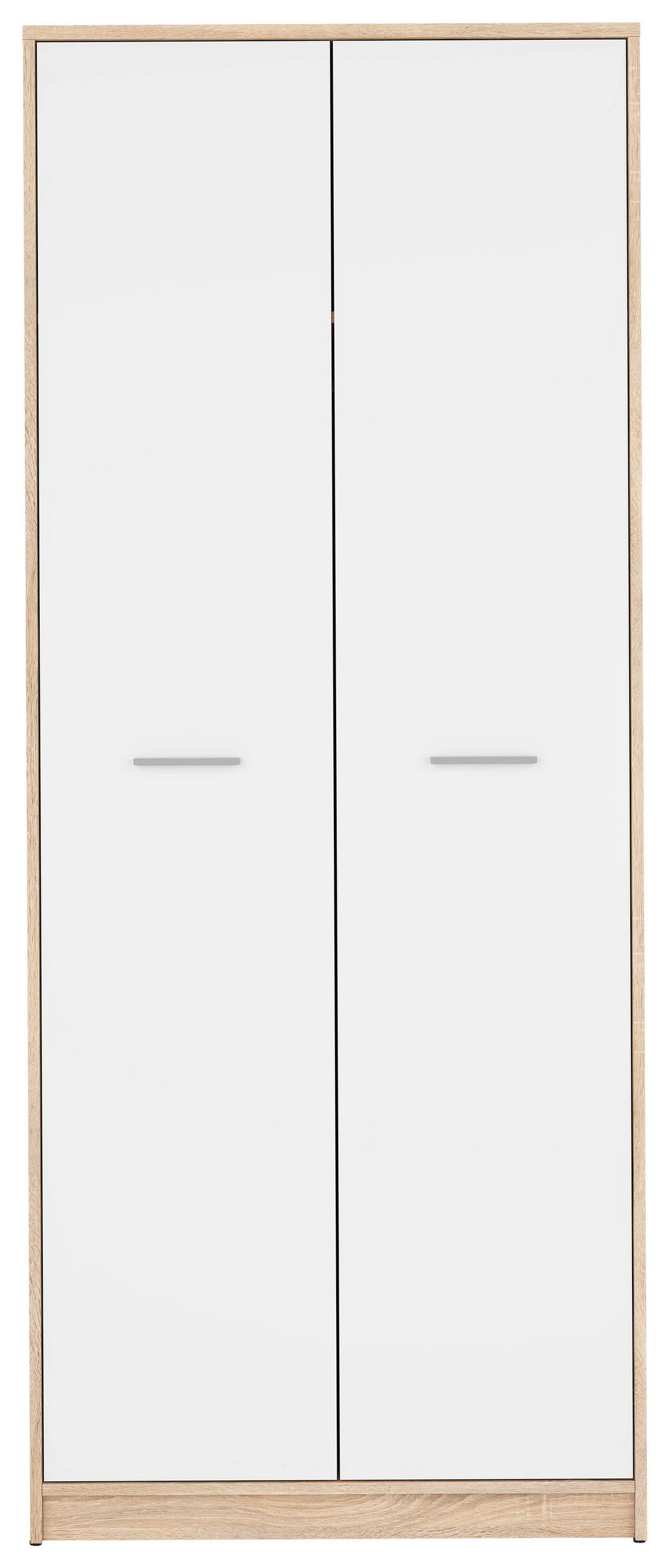 DREHTÜRENSCHRANK 80/197/54,5 cm 2-türig Weiß, Sonoma Eiche  - Silberfarben/Weiß, MODERN, Holzwerkstoff/Kunststoff (80/197/54,5cm) - MID.YOU