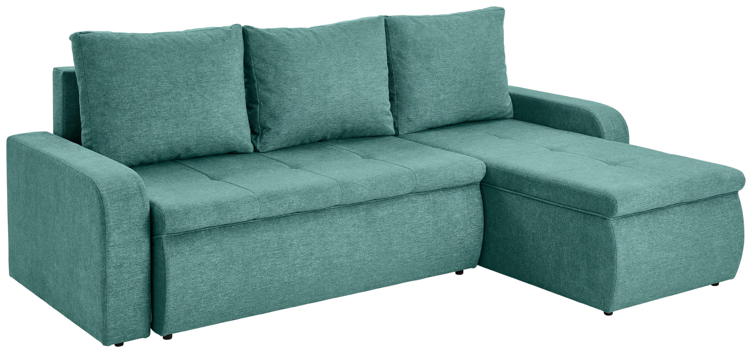 ECKSOFA in Webstoff Mintgrün  - Schwarz/Mintgrün, Konventionell, Kunststoff/Textil (235/158cm) - P & B