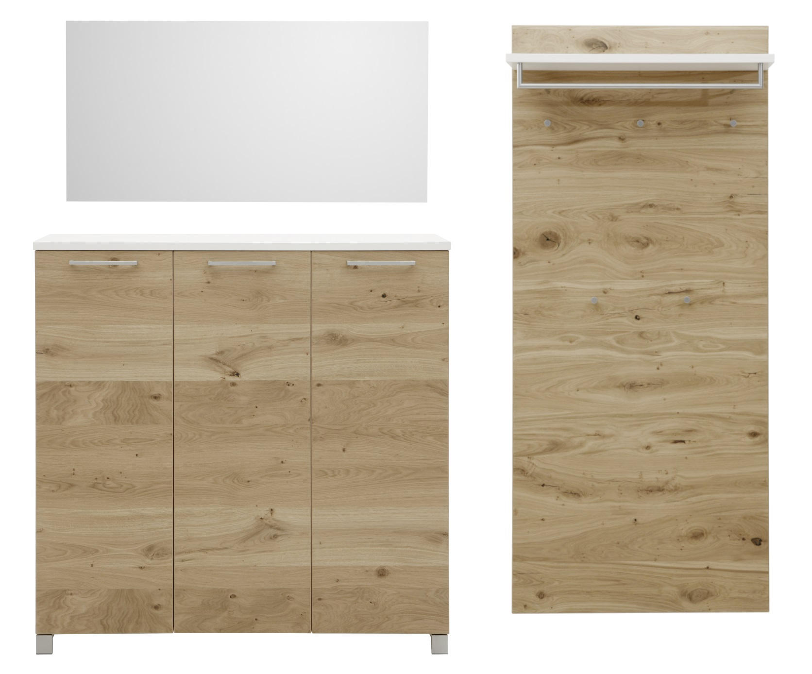 GARDEROBE Weiß, Eichefarben - Eichefarben/Weiß, Design, Holz (220/193/37cm) - Dieter Knoll