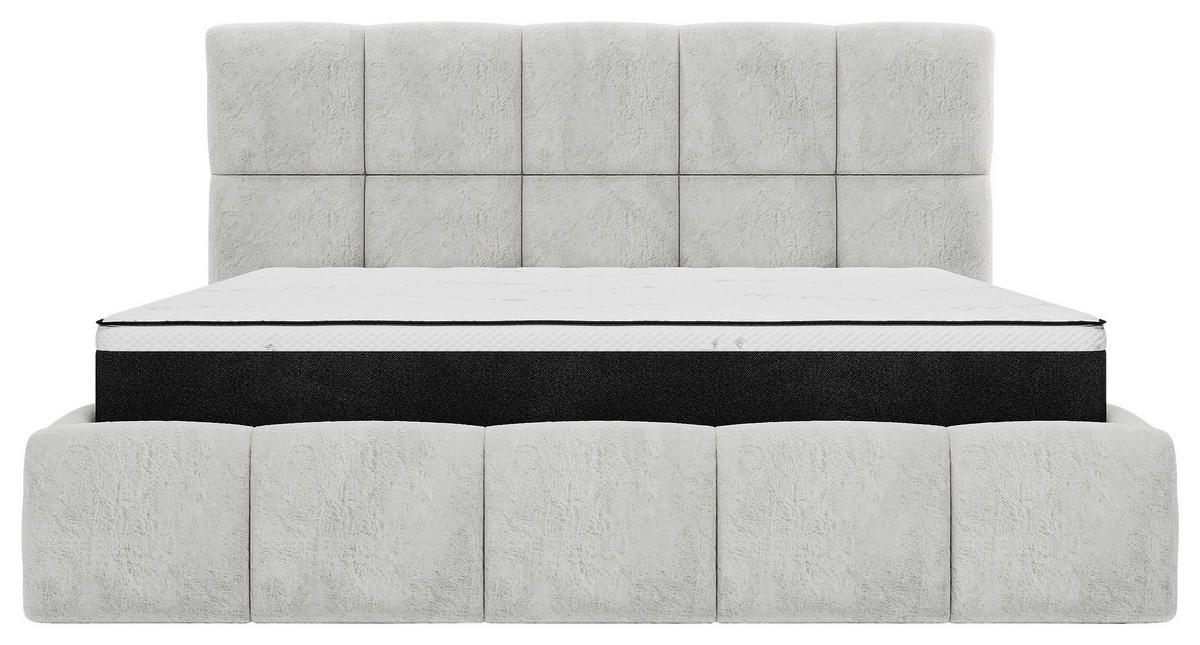 Stoppad säng Cherry 140/200 cm  i ljusgrå  - ljusgrå/svart, Modern, metall/trämaterial (140/200cm) - MID.YOU