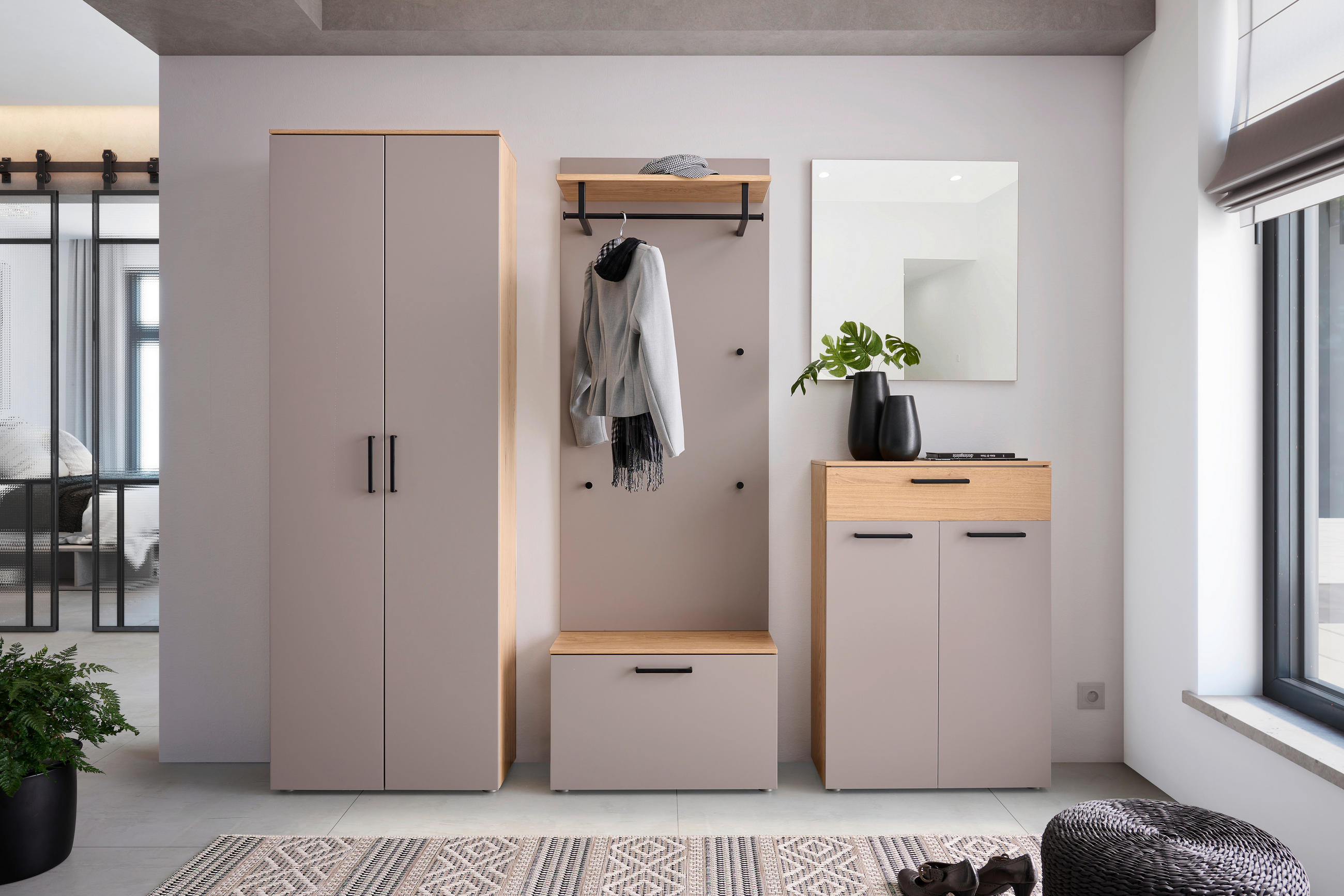 GARDEROBENPANEEL  in 68/154/29 cm  - Eiche Bianco/Greige, Design, Holzwerkstoff (68/154/29cm) - Moderano