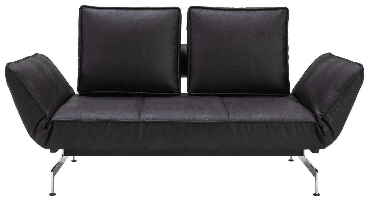 SCHLAFSOFA Lederlook Schwarz  - Chromfarben/Schwarz, Design, Textil/Metall (178/83/93cm) - Niels Andersson