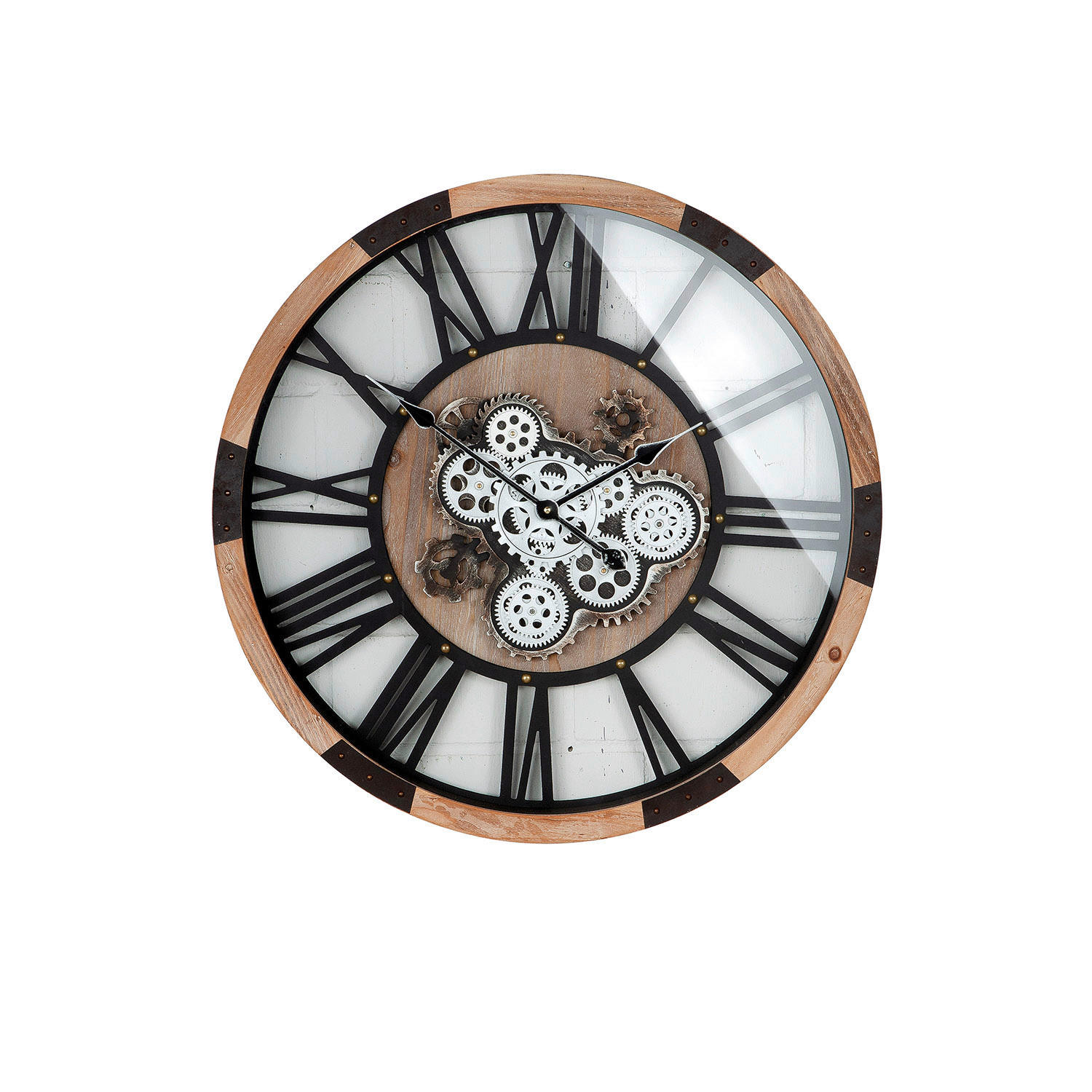 WANDUHR  Schwarz, Hellbraun 68 cm  - Hellbraun/Schwarz, Basics, Holzwerkstoff/Metall (68cm)