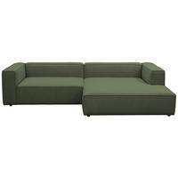 ECKSOFA Dunkelgrün Chenille Rücken echt  - Dunkelgrün/Schwarz, MODERN, Kunststoff/Textil (296/185cm) - Hom`in