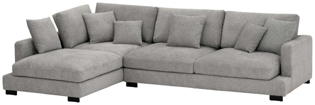 ECKSOFA Grau Webstoff  - Schwarz/Grau, Design, Textil/Metall (212/323cm) - Livetastic