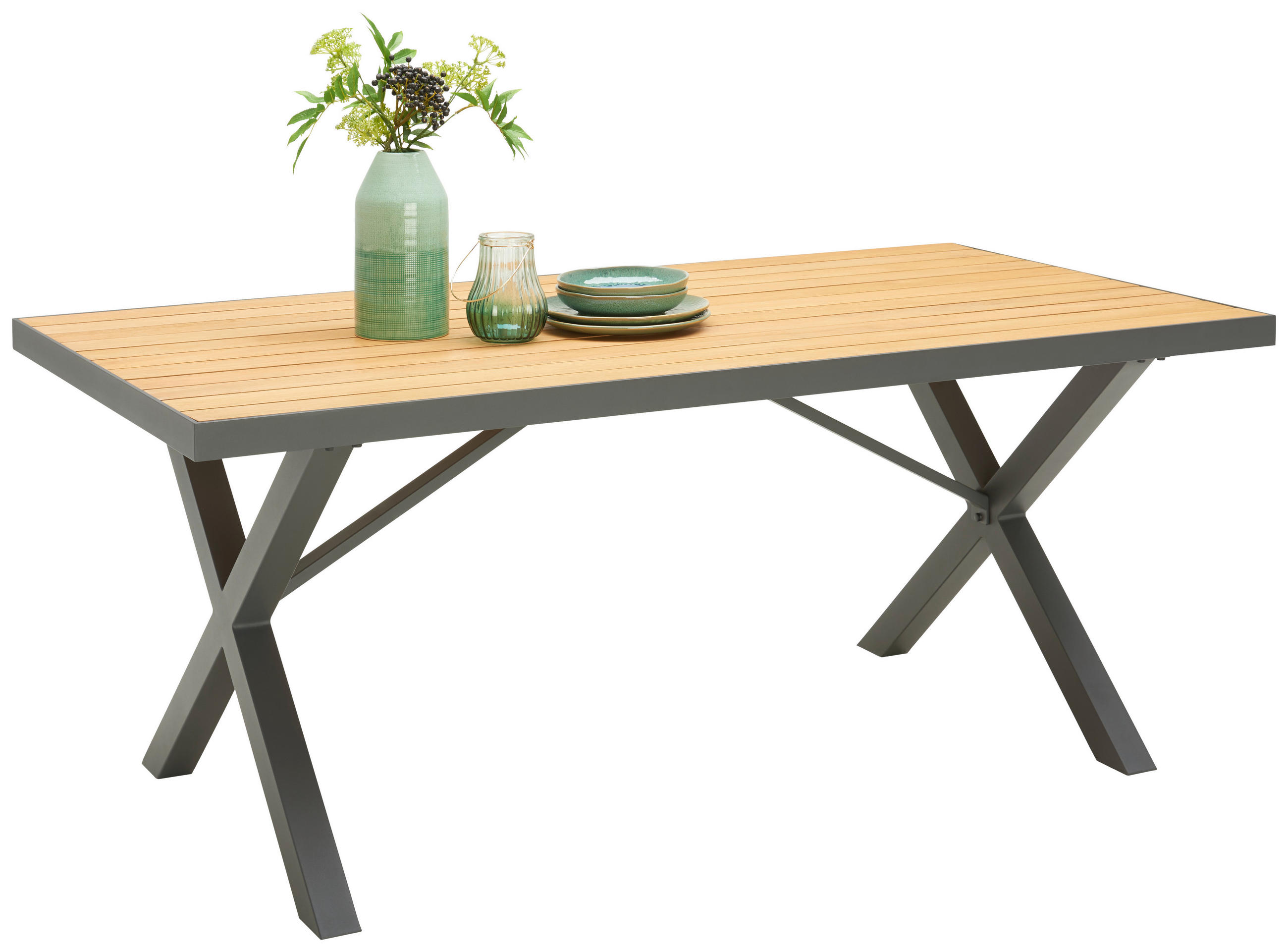 GARTENTISCH 180/91/74 cm - Anthrazit/Naturfarben, Design, Holz/Metall (180/91/74cm) - Ambia Garden