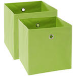 Faltbox 2er Set Metall, Textil, Karton Grün, Silberfarben  - Silberfarben/Grün, Design, Karton/Textil (32/32/32cm) - Carryhome