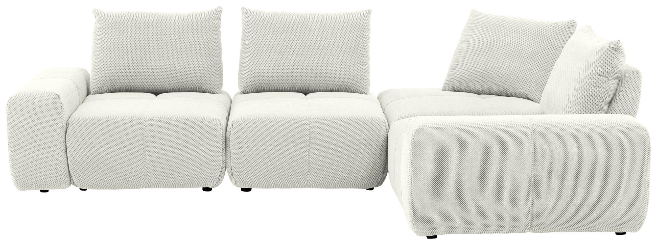 CANAPÉ D'ANGLE in Velours Creme  - Creme/Schwarz, Design, Kunststoff/Textil (326/236cm) - Xora