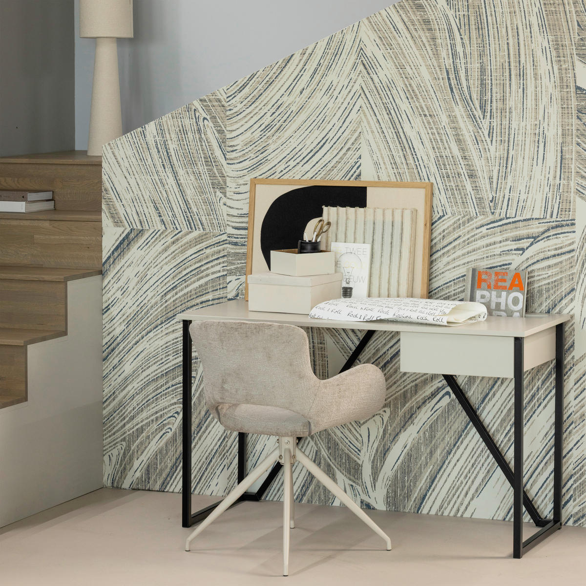 SCHREIBTISCH 126/53/75 cm  in Grau  - Schwarz/Grau, MODERN, Holz/Metall (126/53/75cm) - Livetastic