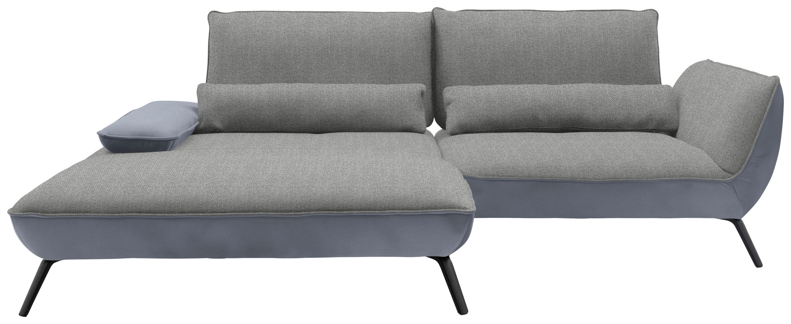 ECKSOFA in Flachgewebe Hellgrau  - Hellgrau/Schwarz, Design, Textil/Metall (191/273cm) - Moderano