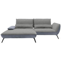 ECKSOFA in Flachgewebe Hellgrau  - Hellgrau/Schwarz, Design, Textil/Metall (191/273cm) - Moderano