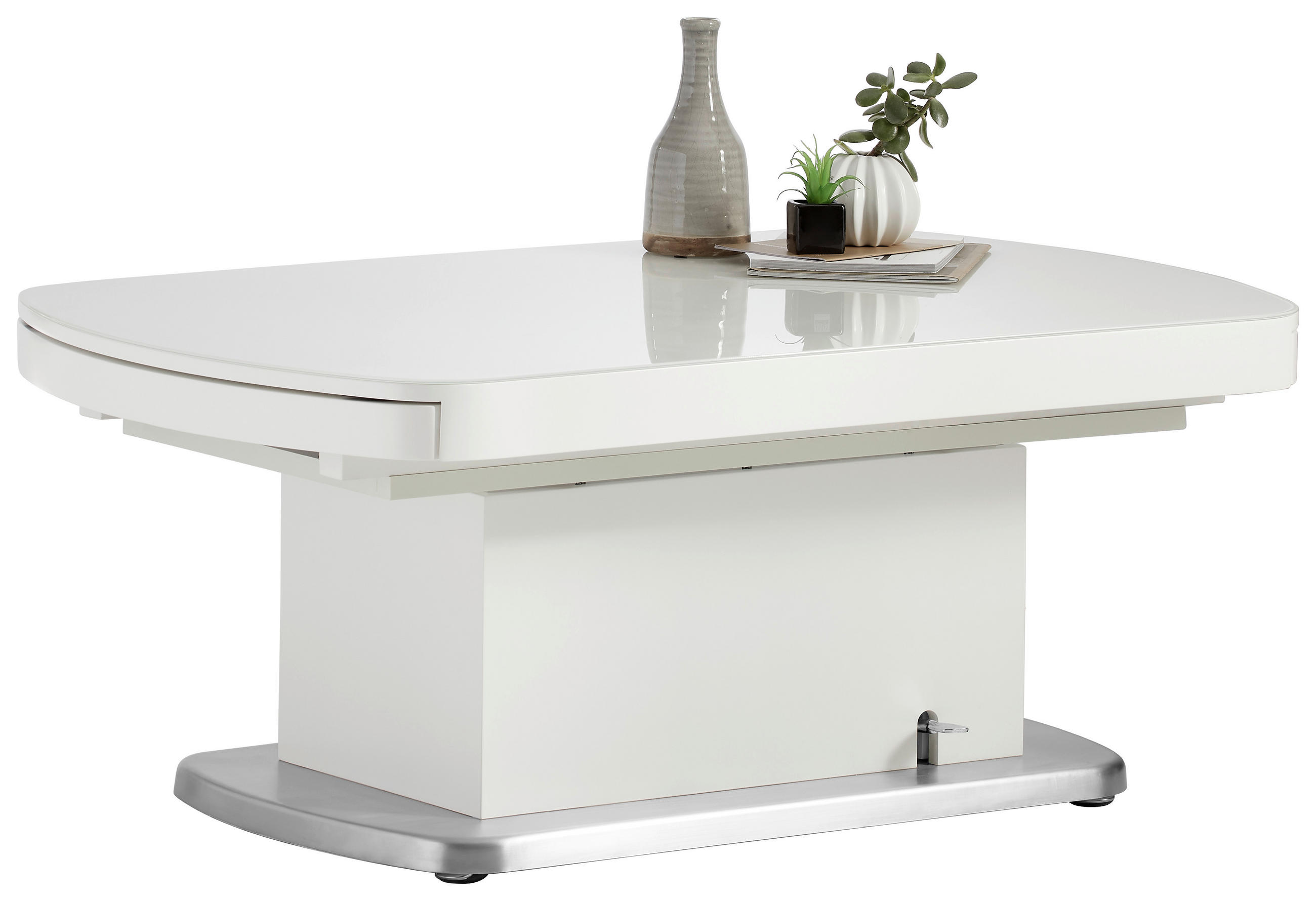 COUCHTISCH in Metall, Glas, Holzwerkstoff 120/75/50 cm  - Silberfarben/Weiß, KONVENTIONELL, Glas/Holzwerkstoff (120/75/50cm) - Venda