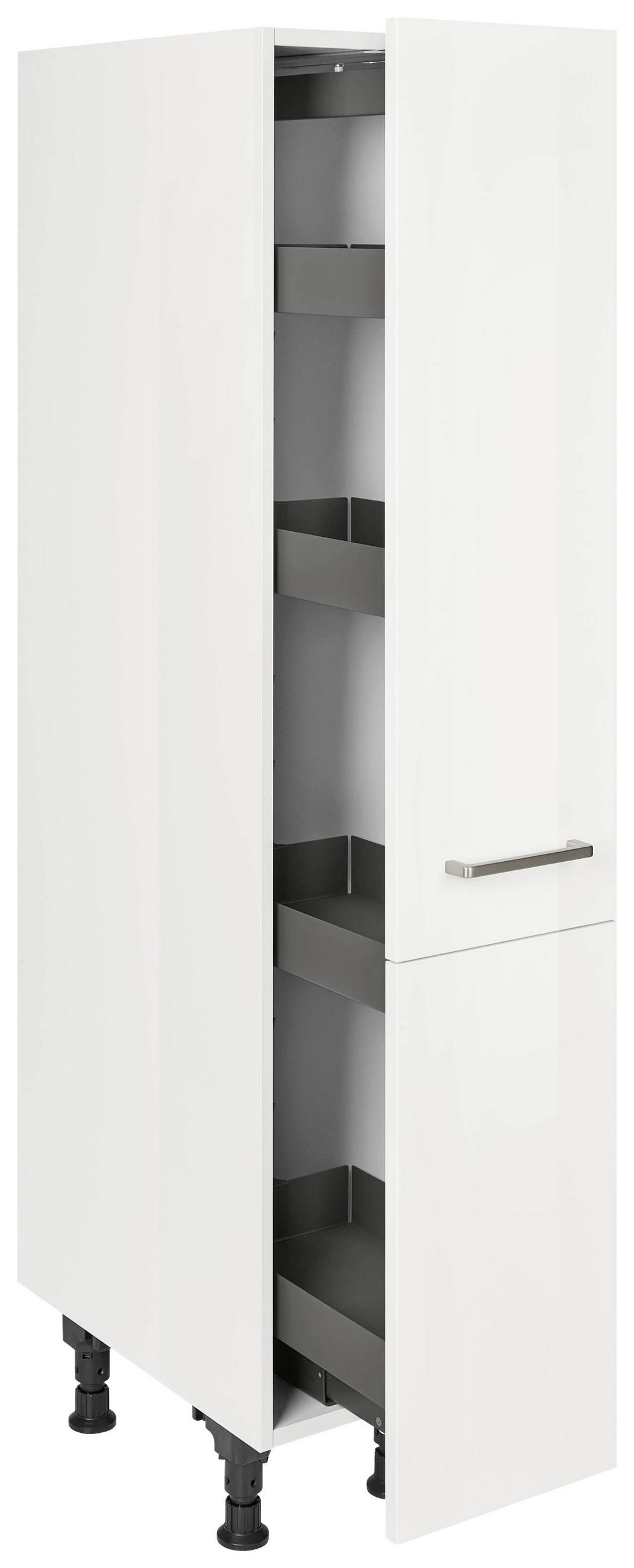 APOTHEKERSCHRANK 30/168/58 cm in Weiß Hochglanz - Edelstahlfarben/Weiß Hochglanz, MODERN, Holzwerkstoff/Metall (30/168/58cm) - Nobilia