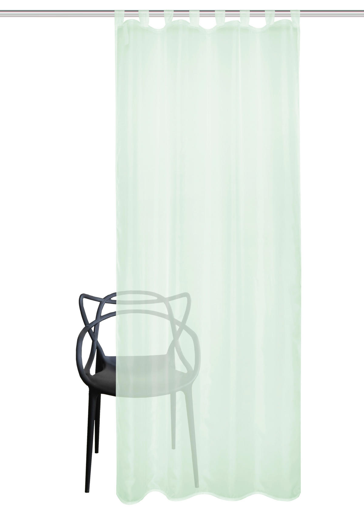 SCHLAUFENVORHANG transparent  - Hellgrün, Basics, Textil (135/245cm)