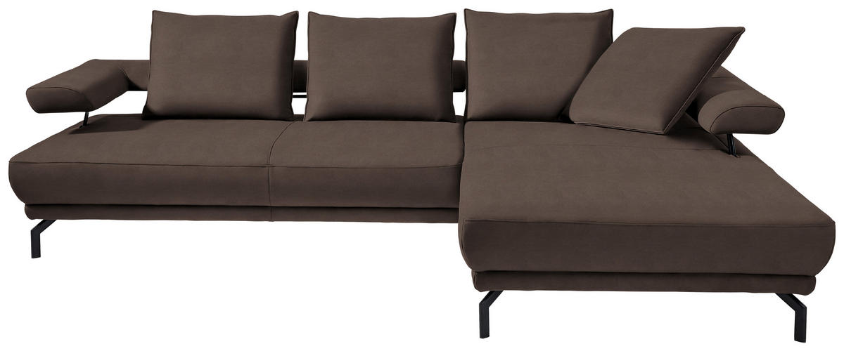 ECKSOFA  in Mikrofaser Graubraun  305/224 cm  - Graubraun/Schwarz, Design, Textil/Metall (305/224cm) - Dieter Knoll