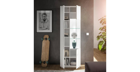 VITRINE Weiß 65/198/38 cm - Weiß, MODERN, Glas/Holzwerkstoff (65/198/38cm) - Carryhome