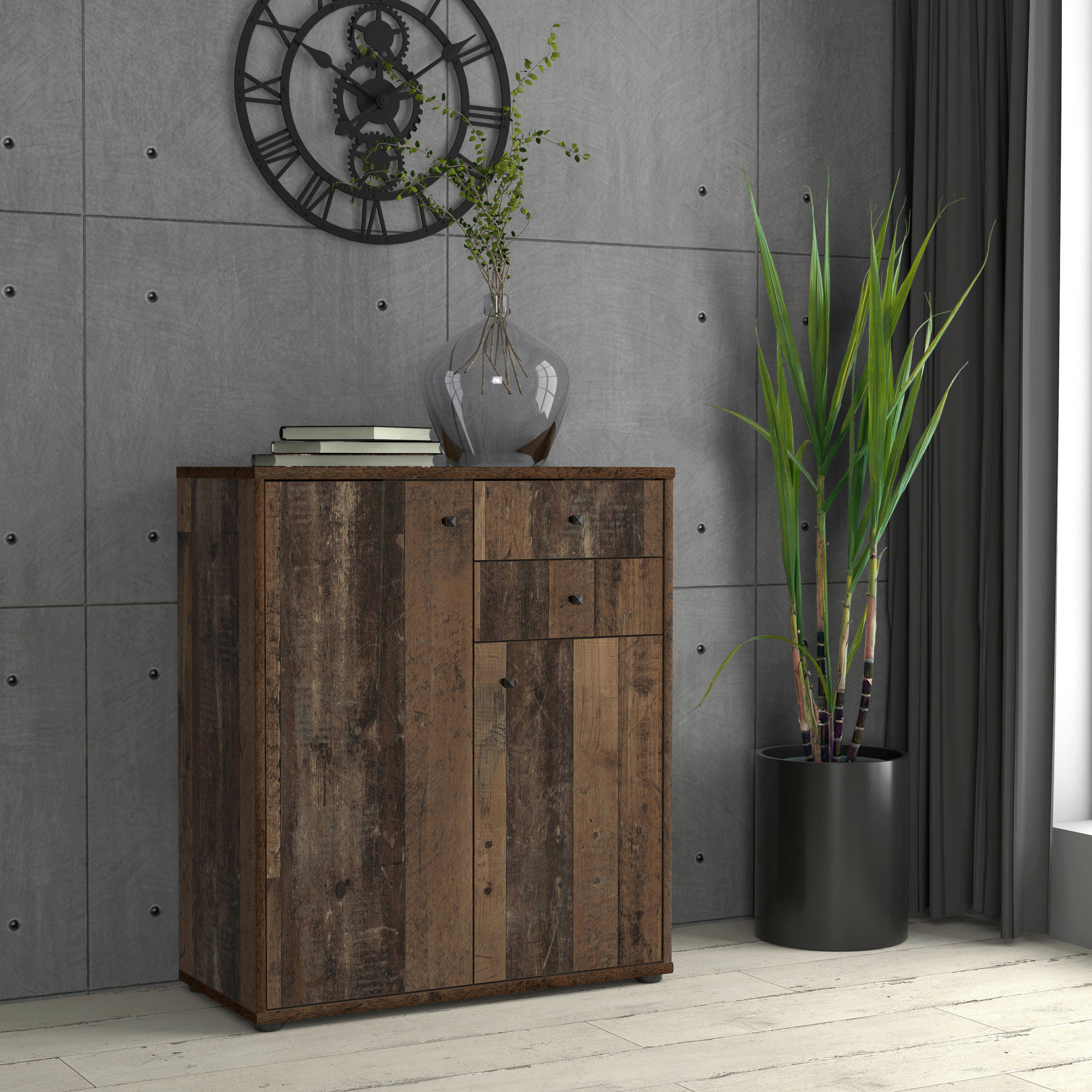 KOMMODE  in 73,7/85,5/34,8 cm  - Dunkelbraun/Graubraun, Design, Holzwerkstoff (73,7/85,5/34,8cm)
