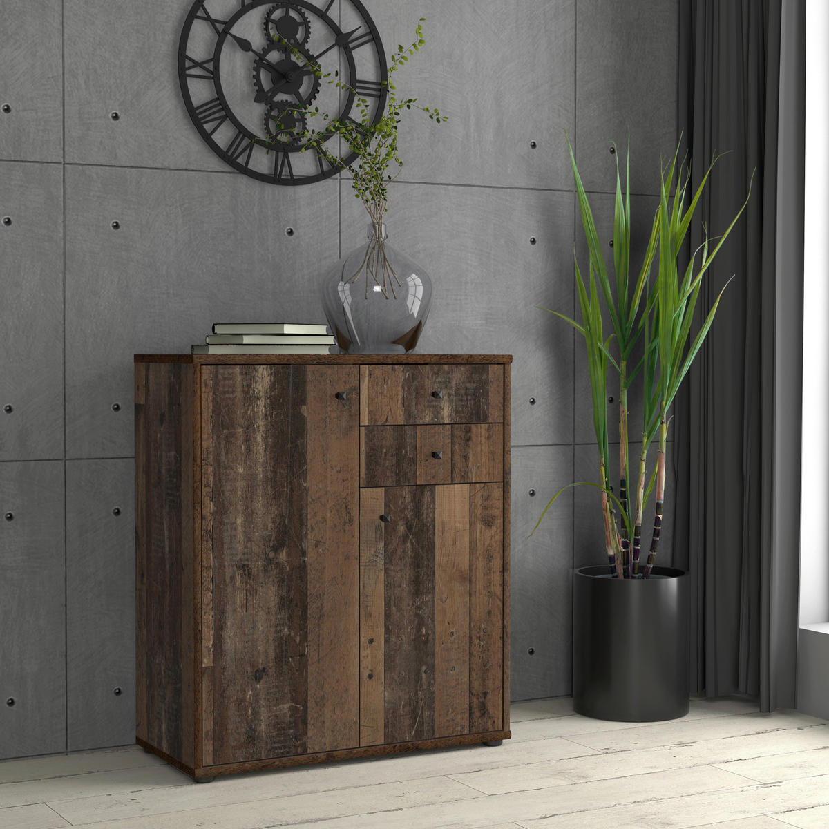 KOMMODE 73,7/85,5/34,8 cm  in Dunkelbraun, Graubraun  - Dunkelbraun/Graubraun, Design, Holzwerkstoff (73,7/85,5/34,8cm)