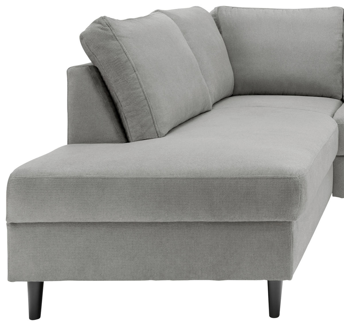 ECKSCHLAFSOFA Grau Chenille  - Schwarz/Grau, MODERN, Holz/Textil (200/242cm) - Livetastic