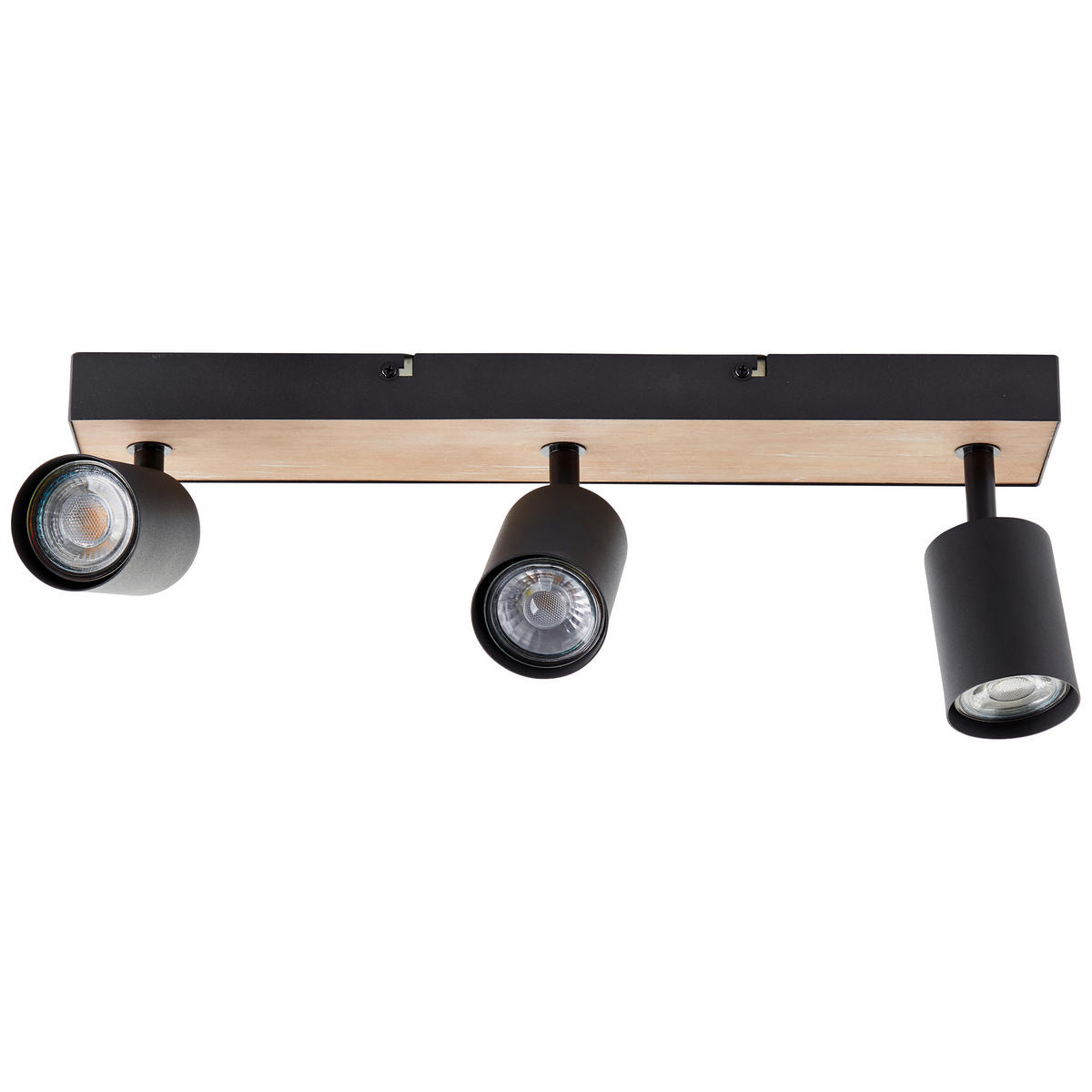 LED-DECKENSTRAHLER - Schwarz/Kieferfarben, Basics, Holz/Metall (42/15,3/8cm) - Brilliant