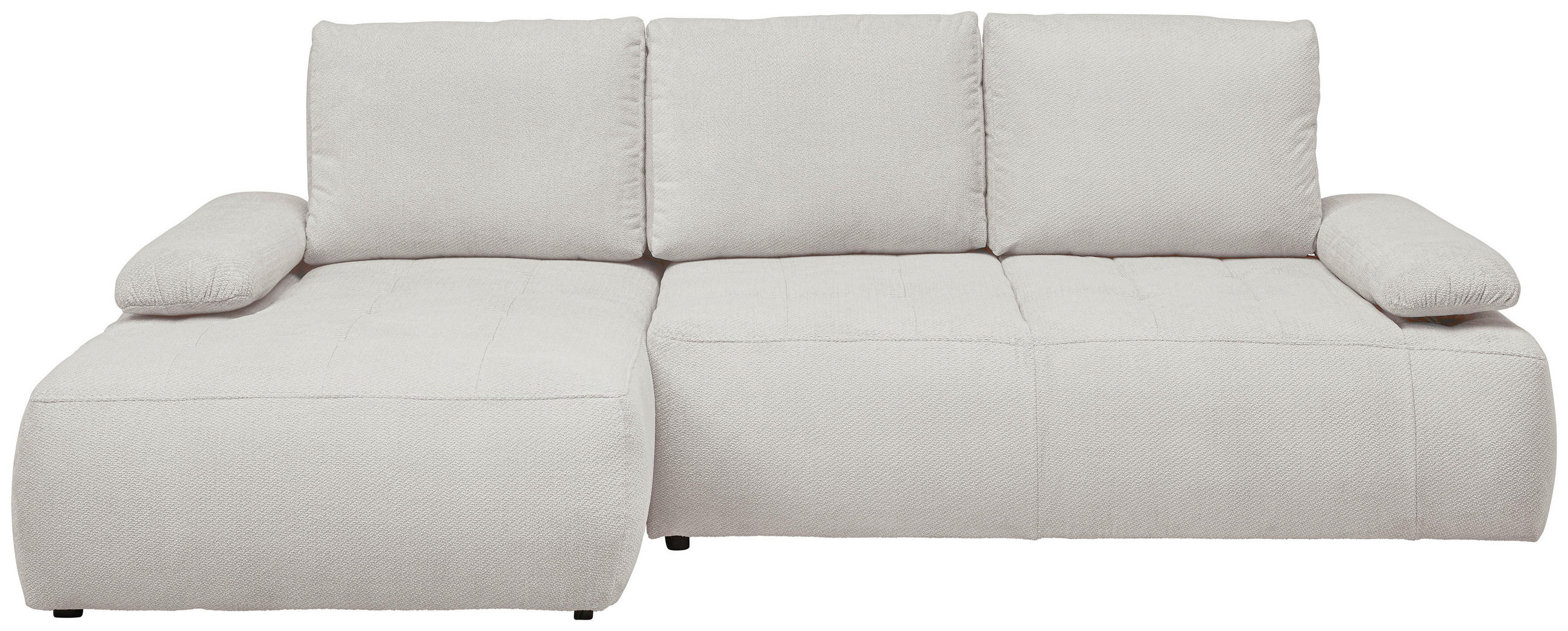 ECKSOFA Creme Webstoff Rückenkissen, Bettkasten, Schlaffunktion, Rücken echt, Armteilverstellung, Liegefläche im Originalstoff  - Creme/Schwarz, KONVENTIONELL, Kunststoff/Textil (162/282cm) - Carryhome
