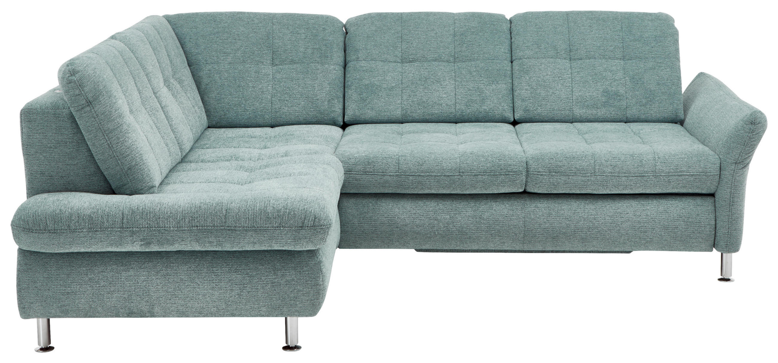 ECKSOFA Blau Webstoff  - Chromfarben/Blau, Design, Textil/Metall (210/242cm) - Beldomo Style