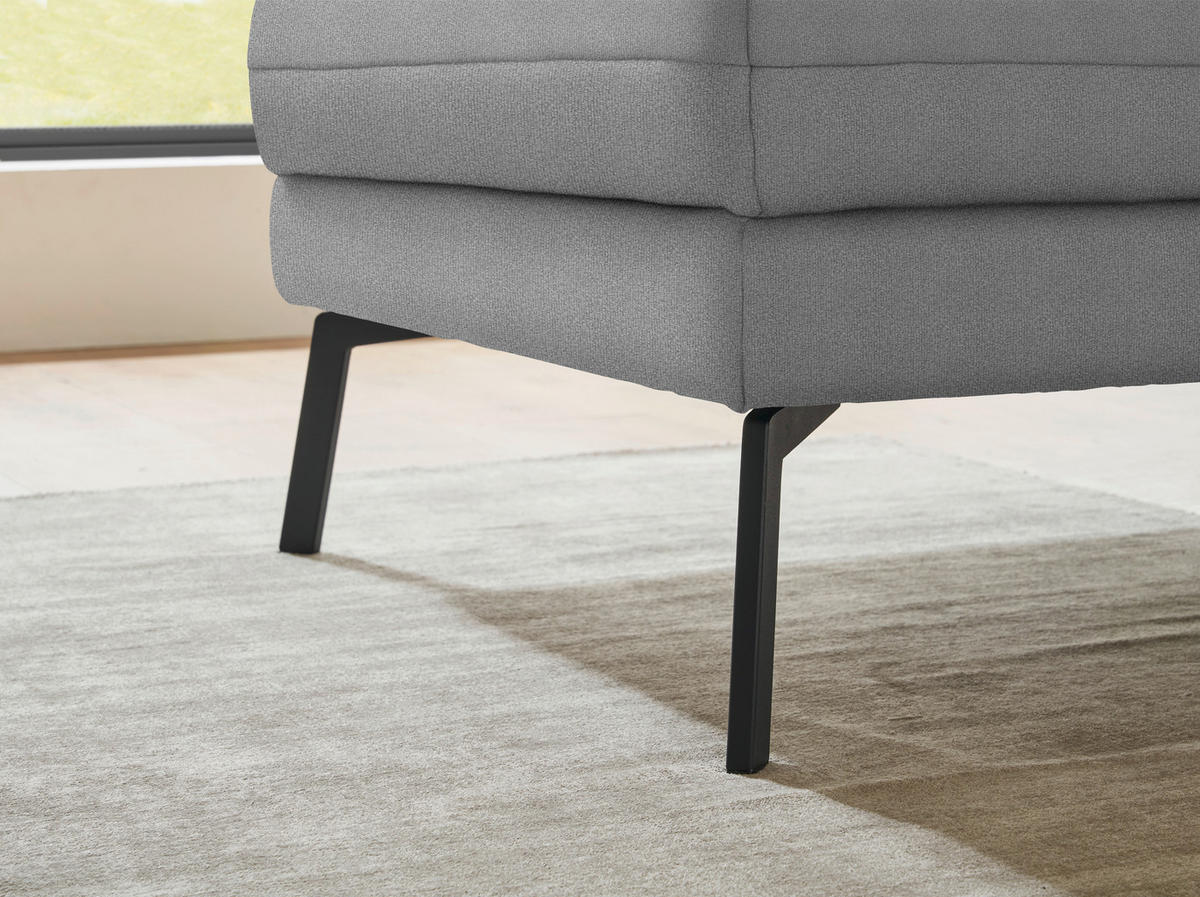 ECKSOFA  in Flachgewebe Hellgrau  175-224/255-365 cm  - Hellgrau/Schwarz, Design, Textil/Metall (175-224/255-365cm) - Dieter Knoll