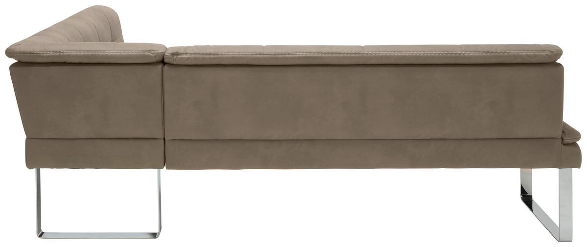ECKBANK in Textil, Metall Chromfarben, Taupe  - Taupe/Chromfarben, Design, Textil/Metall (213/154cm) - Novel