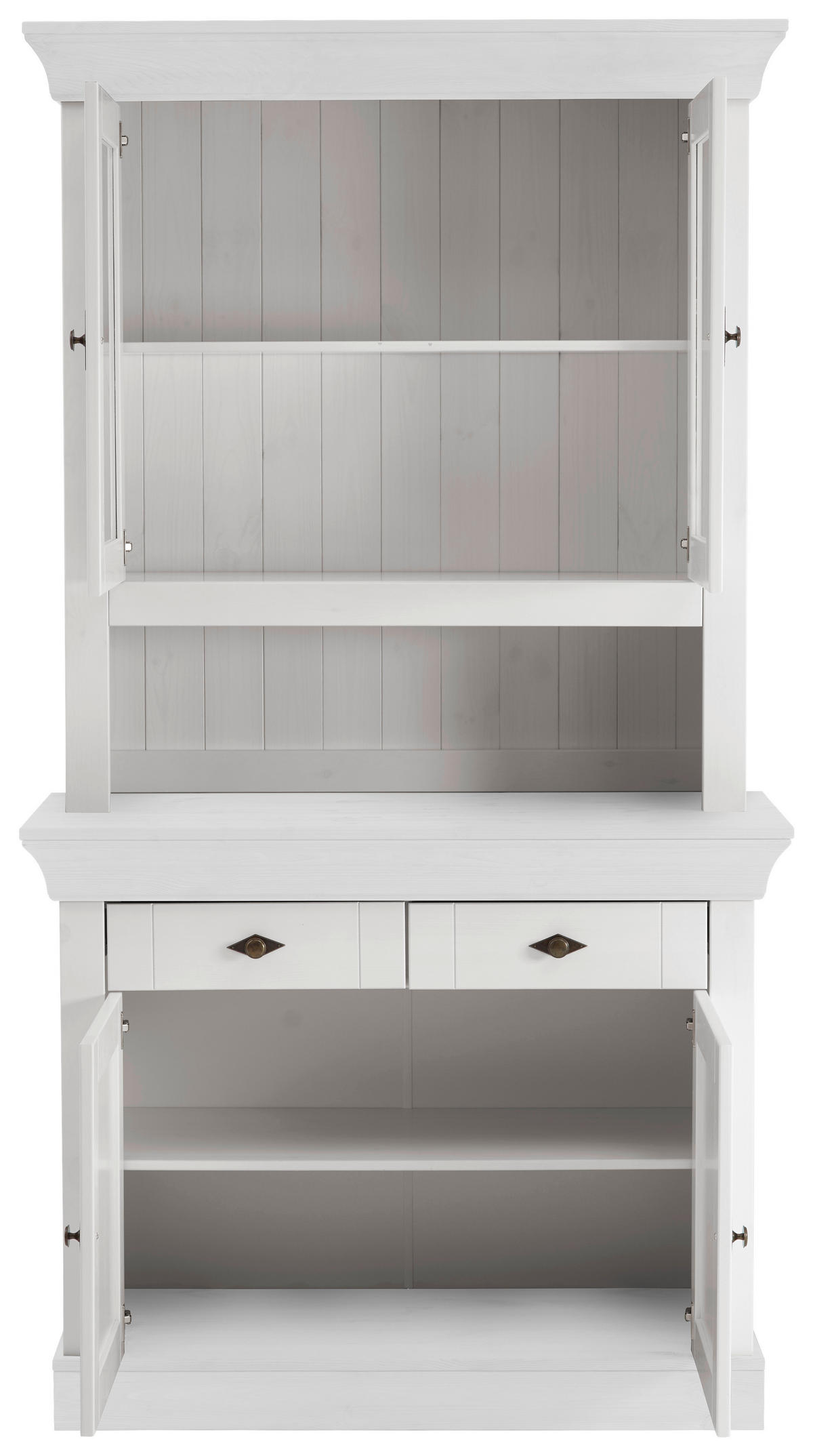 BUFFET 108/197/45 cm  in Weiß  - Weiß/Kupferfarben, ROMANTIK / LANDHAUS, Glas/Holz (108/197/45cm) - Boxxx