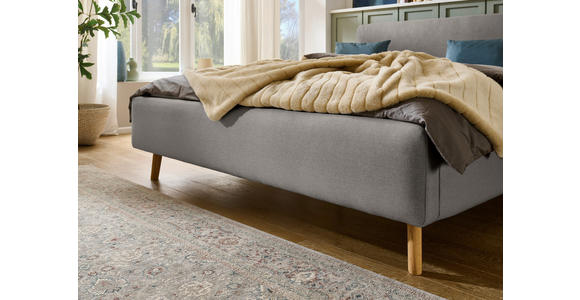 POLSTERBETT 160/200 cm  in Grau  - Eichefarben/Birkefarben, Design, Holz/Textil (160/200cm) - Xora